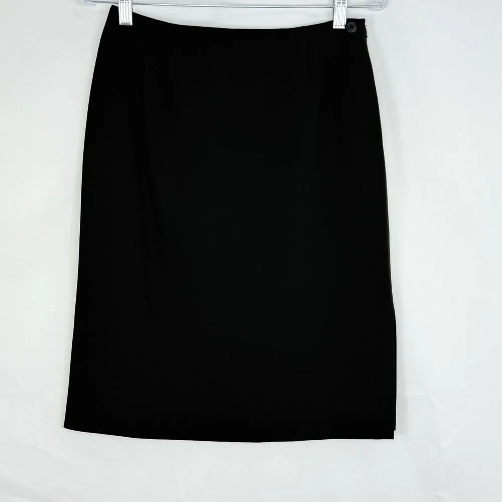Jones New York Vintage Triacetate Pencil Straight Slit Career Skirt Size 8 Black